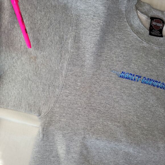 Harley-Davidson Boys XL Gray Crewneck Sweatshirt Y2K De-Lux - Picture 9 of 10
